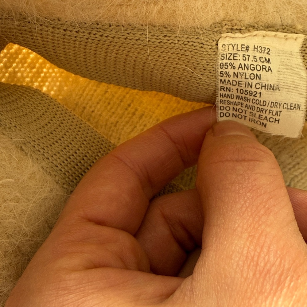 #88 Vintage Kangol Beige Angora Fuzzy Bucket Hat - Picture 5 of 7